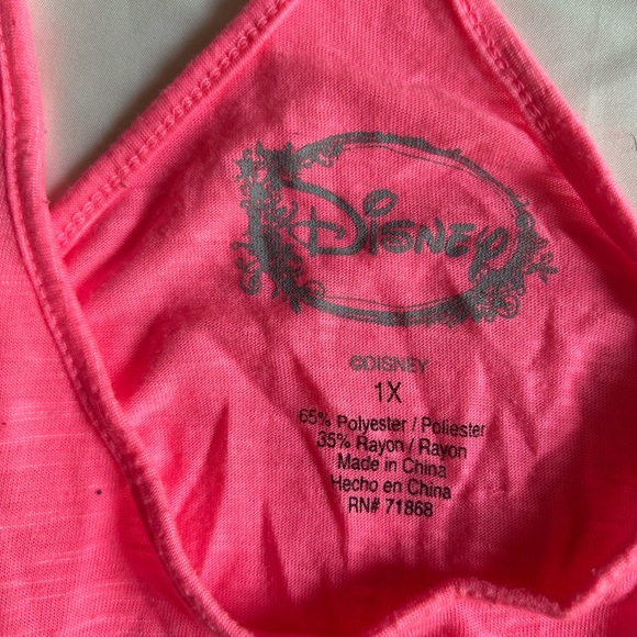Neon Pink Disney The Little Mermaid Ariel Part of Your World Tank Top: Size 1X - Picture 3 of 3